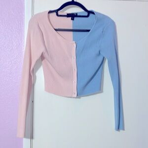 Half Light Blue/ Half Light Pink Cardigan